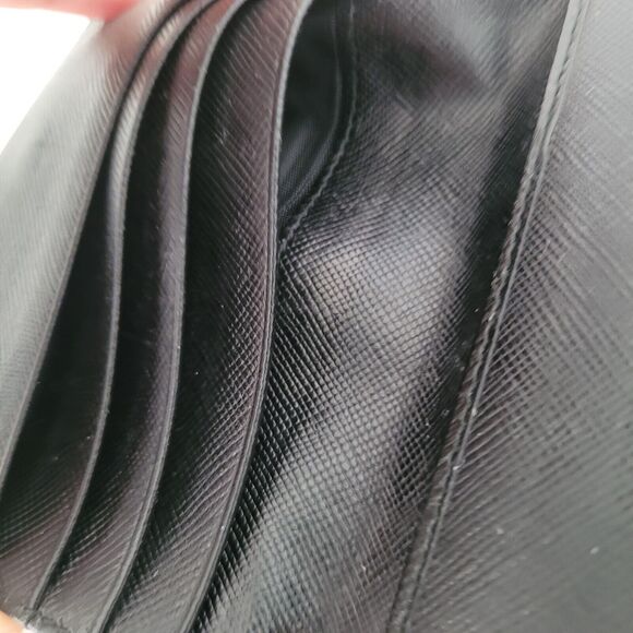 PRADA Vintage Tessuto Nero Black Nylon Leather Logo Plate Wallet Small Bifold - Picture 7 of 13